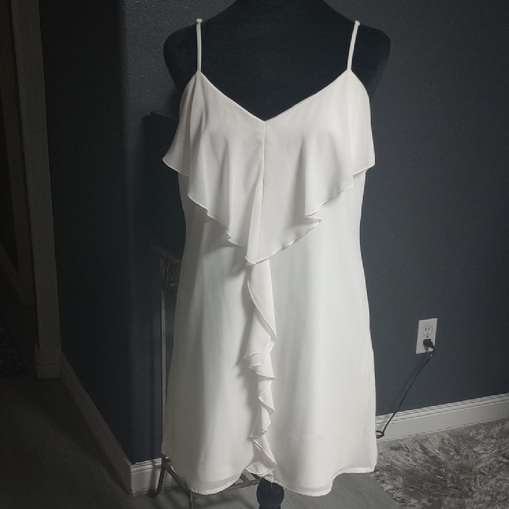 Guess Marciano Mini Dress in White with Ruffle Details